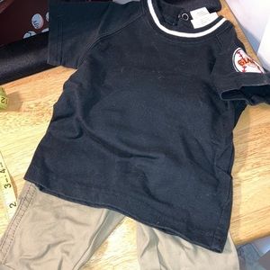 Giants 3/6M shirt and 6M Carters pants